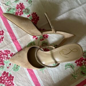 Sam Edelman Nude Suede Heels w/ Rhinestone Detail Size 8